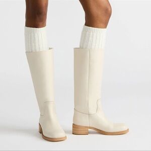 Steve Madden Riggs Bone Elegant Cream Knee-High Women's Riding Moto Boots